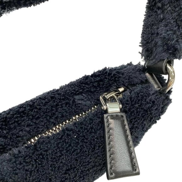 PRADA Terry Triangle 1NE043 Black White Pile/chemical fiber Unisex Handbag - Picture 14 of 14